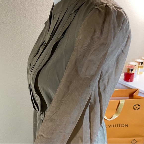 Karen Millen Mixed Media Button up Olive Dress Sz6 fits XS S - Picture 4 of 7